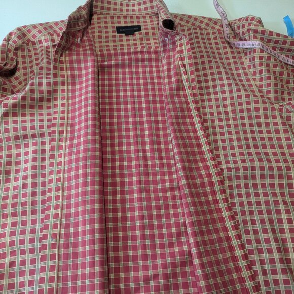 Scott Barber Size Large Red and Gold Checkered Button Down 100% Cotton - Picture 10 of 16